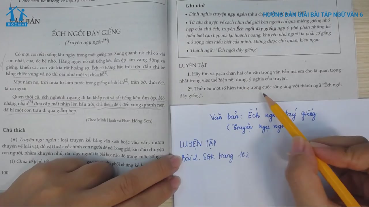 Giải Cau 2 Trang 101 Sgk Ngữ Văn 6 Tập 1 Hướng Dẫn Giải Bai Tap Ngữ Văn 6 Hocmai