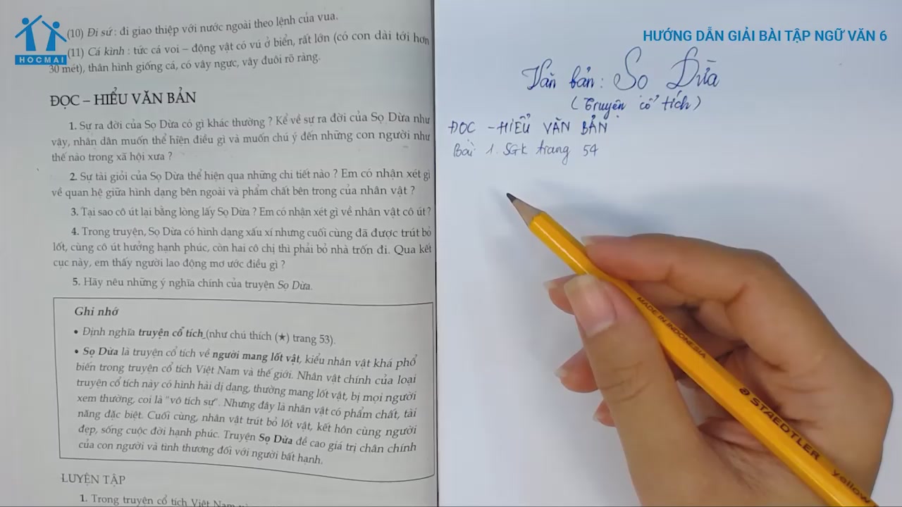 Giải Cau 1 Trang 54 Sgk Ngữ Văn 6 Tập 1 Hướng Dẫn Giải Bai Tap Ngữ Văn 6 Hocmai